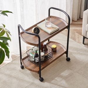 Wooden Side <b>Table</b> With Wheels Movable <b>Coffee</b> <b>Table</b> Storage Rack For Living Room Sofa - Product Image 3