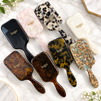 Brosse à cheveux carrée en acétate avec logo personnalisé, coussin d'air antistatique, design airbag, colorée, tendance, populaire, peigne de massage, cadeau idéal