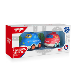HUANGER Giocattoli Regalo per Neonati e Bambini, Set di <span class=keywords><strong>2</strong></span> Auto Cartoon Carine con Suoni e Luci, Giocattoli Natalizi, Set di Veicoli della Polizia - Product Image 1