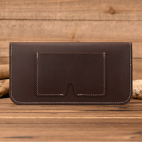 Dompet Panjang Pria Tas Amplop Kulit Kuda Gila Antik Tas Ponsel Dompet Sederhana Ritsleting Kulit Asli Model Ultra-tipis