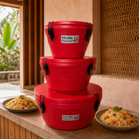 Glacière ronde isolée en acier inoxydable à double paroi pour barbecue extérieur, conteneur alimentaire, garde au chaud et au froid longtemps, pour jardin et fêtes, avec glace