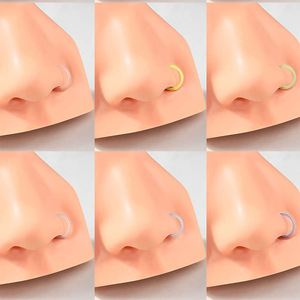 Anneau de nez en acrylique, <span class=keywords><strong>piercing</strong></span> de <span class=keywords><strong>narine</strong></span> pour femmes et hommes, boucles d'oreilles hélix en forme de C colorées, bijoux de <span class=keywords><strong>piercing</strong></span> corporel - Product Image 4