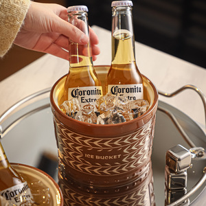 Cubo de hielo retro de cerámica, de gran capacidad, con asas, cubo de cerveza aislado y engrosado, perfecto para fiestas y para crear un ambiente especial. - Product Image 1