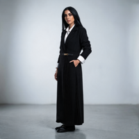 Abaya Dubai Pinggang Tinggi Wanita Mewah Bahan Polyester Stretch Ukuran Besar Berkancing Lipit Anti-Statis Muslim Elegan