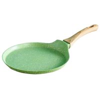 Wajan Alas Datar Hijau Anti Lengket Wajan Pancake Baru Wajan Crepe dengan Gagang Aman Tahan Panas Cocok untuk Sarapan Aman untuk Oven Tersedia OEM
