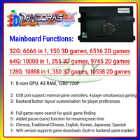 Konsol Game Arcade Klasik Retro JY 3D Pandora SAGA EX Versi WiFi 32/64/128G 10000/10800 Kabinet Logam Spanyol Jepang