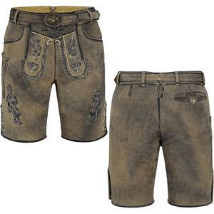 กางเกงหนังแท้ผู้ชายทรง Lederhosen ยาวเหนือเข่า สำหรับเทศกาลอ็อกโทเบอร์เฟสต์ ชุดพื้นเมืองบาวาเรีย - Product Image 1