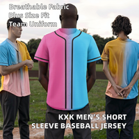 Jersey Baseball Polos Dewasa untuk Pria Ukuran Besar Kemeja Kasual Kancing Lengan Pendek 100% Kain Mesh Poliester Longgar untuk Tim