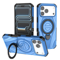 Coque de téléphone antichoc translucide magnétique avec anneau rotatif à 360° et protection airbag pour iPhone 17 Pro Max/17 Air/17 Pro/16 Pro – Effet fumé