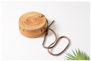 Venta al por mayor de mimbre bali bolsos de mimbre vietnam bolsa de playa de mimbre natural ronda mano paja tejida bolsa - Product Image 6