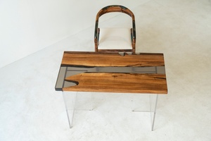 Really <strong>Super</strong> High Level Luxury Design Solid Walnut Wooden <strong>Home</strong> <strong>Furniture</strong> Restaurant River Kitchen Epoxy Resin Dining Table - Product Image 5