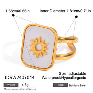 जे एंड डी शरद ऋतु सर्दियों विंटेज 18k सोने की प्लेटेड स्टेनलेस स्टील सफेद शेल सूरज - Product Image 6