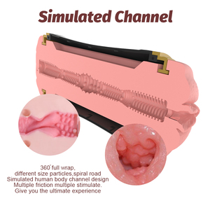 デュアルヘッドリアルな肛門膣リアルプッシー男性用オナニーカップディープスロートマスターベーター - Product Image 6