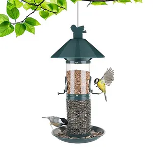 Station d'alimentation pour oiseaux en maille métallique à 2 couches, écologique, anti-écureuil, plein air, bourdonnement, mangeoires pour oiseaux sauvages suspendues