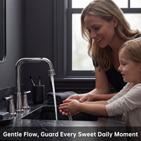 Robinet de lavabo pour salle de bain, eau froide et chaude, double poignée, moderne, minimaliste, chromé, céramique, acier inoxydable 304