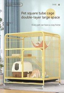 Супербольшая железная клетка-вилла для кошек с интегрированным туалетом и круглым пластиковым лотком для использования в помещении/на улице - Product Image 3