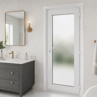 Pintu Toilet Kamar Mandi Modern UPVC Tahan Air dengan Kaca Buram Model Casement Swing Anti Lembab untuk Kamar Tidur Apartemen