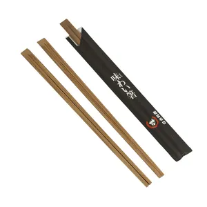カスタムロゴプリント寿司テンソーゲツイン箸中国竹使い捨て箸紙パッケージスリーブ付き