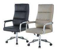 Chaise de bureau exécutive à dossier haut en cuir PU, chaise pivotante réglable pour ordinateur, base chromée, chaise de bureau ergonomique