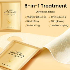 Masque de Contouring V 6-en-1 Anti-Âge au Collagène et Or 24K OEM/ODM de Haute Qualité pour Raffermir la Ligne du Menton, Réduire le Double Menton, Lisser la Peau et Hydrater - Product Image 2