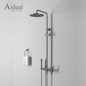 Set Doccia a Pioggia di Lusso Nero Montato a Parete in Ottone con Miscelatore in Ceramica Design Elegante per Bagno - Product Image 2