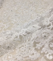 Tissu de dentelle de mariée de luxe tissé, entièrement brodé à la main avec des perles, de haute qualité, blanc, accessoires pour robes de mariée pour filles