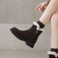 Sepatu Bot Pendek Wanita Cialisa Berkualitas Tinggi Bahan Kulit Suede Sapi Vintage Musim Dingin 2025, Sepatu Bot Salju Berbulu Wol Hangat, Sepatu Bot Setengah Tinggi untuk Wanita Ukuran 40