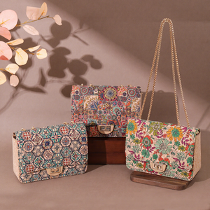 Bolso de Mano Peiquan Vintage con Cadena y Diseño de Patchwork, Bolso Cruzado Ecológico de Corcho para Mujer - Product Image 4