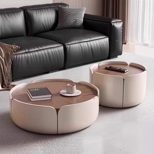New Style Flower-patterned Coffee <strong>Table</strong> Round <strong>Clear</strong> <strong>Table</strong> Nordic Round Walnut Top Coffee <strong>Table</strong> Wood for Living Room Furniture - Product Image 2
