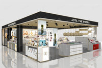 02-DYaSG-A01 Meuble de présentation cosmétique gris doré, écologique et durable, éclairé par LED, pour l'aménagement intérieur des magasins de détail
