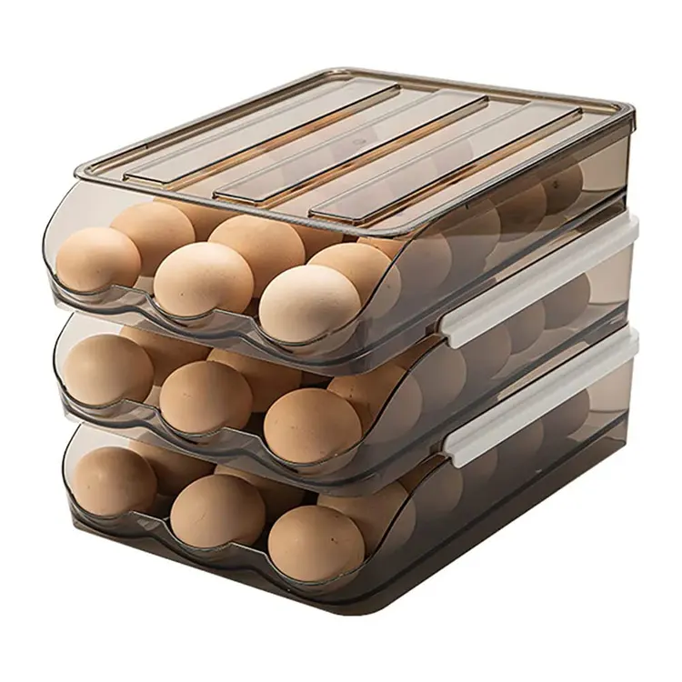 Tự Động Cuộn Trứng Giữ Cho Tủ Lạnh Công Suất Lớn 18 Đếm Trong Suốt PET Egg Container Tủ Lạnh Tổ Chức Trứng