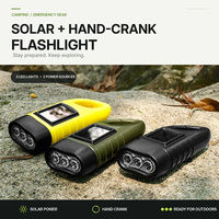 Senter LED Tenaga Surya 3 Lampu Grosir, Senter Dinamo Mini Portabel, Logo Custom untuk Darurat & Berkemah
