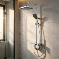 Système de douche en laiton chromé poli, multi-modes, avec douchette à effet pluie, kit complet mural pour salle de bain