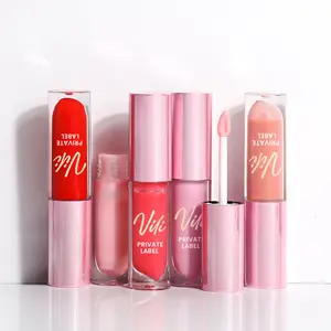 OEM hot sale waterproof non-stick cup 48 color powder round tube Lip gloss glossy lip gloss