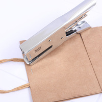 Foska Machine à relier en métal pince agrafeuse argentée à main pour agrafer le carton dur sac en plastique papier brun