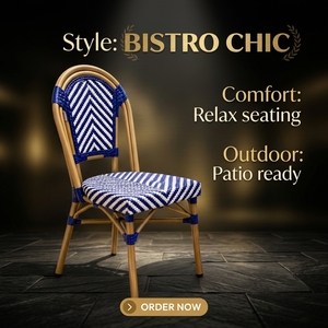 Moderner Outdoor Wasserdichter Aluminium <span class=keywords><strong>Joelle</strong></span> Bistrostuhl für Hochzeit, Zuhause, Bar, Gastronomie und Hotelgebrauch - Product Image 2