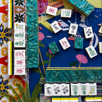 Collection La Dolce Vita : Jeu de tuiles de Mahjong vintage multicolores, tuiles de Mahjong américaines gravées pour les jeux en famille