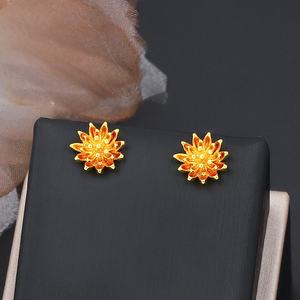 Boucles d'oreilles clous tendance JXX Fashion plaquées or 24 carats en laiton pour femme, idéales comme cadeau - Product Image 3