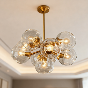 JACKSUN Lampe suspendue en <span class=keywords><strong>verre</strong></span> pour magasin de vêtements Café Sphère moléculaire de luxe en forme de haricot <span class=keywords><strong>Luminaire</strong></span> décoratif - Product Image 2