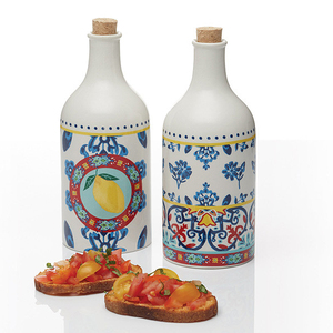 Set di Due Bottiglie in Ceramica per Olio <span class=keywords><strong>e</strong></span> <span class=keywords><strong>Aceto</strong></span> con Motivi Eleganti <span class=keywords><strong>e</strong></span> Tappi in Sughero, Ideali per Conservare <span class=keywords><strong>e</strong></span> Servire Oli <span class=keywords><strong>e</strong></span> Acetati - Product Image 2