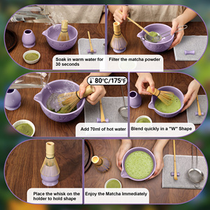 High Quality Traditional Japanese-Style 7-Piece Matcha <b>Tea</b> <b>Set</b> Engraved Bowl Bamboo Hand Whisk Butterfly Pattern Matcha Ceramic - Product Image 5