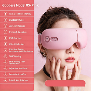 Masseur oculaire sans fil rose avec compression thermique, appareil Bluetooth rechargeable pour la relaxation - Product Image 1