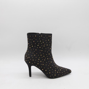 Sepatu bot pergelangan kaki merah untuk wanita HQ1120 sepatu bot pergelangan kaki ujung lancip elegan wanita hak tinggi buram berlian imitasi Stiletto kustom - Product Image 3