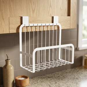 White Powder Coated Iron Adjustable Non-Folding Kitchen <b>Spice</b> Oval Pot Hanging <b>Rack</b> - Product Image 3