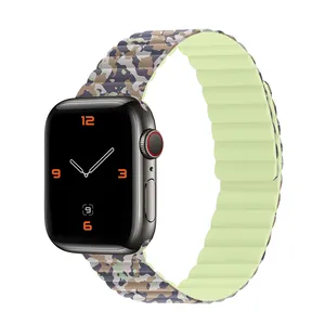 Bracelet de montre en Silicone avec motifs imprimés, accessoire de styliste pour Apple Watch série 6 5 4 3 2 1