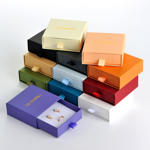 Custom Logo Cardboard Sliding Drawer Jewelry Packaging <b>Box</b> and Pouch Set for Bracelet Necklace Ring <b>Earrings</b> <b>Gift</b> <b>Box</b> - Product Image 1