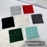Tas Flanel Berpenutup Lipat Dua Sisi Bahan Fleece Persegi 8*8cm untuk Menyimpan Perhiasan dengan Kancing Tekan untuk Cincin
