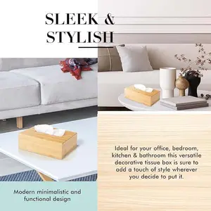 Design moderno e minimalista porta scatola di fazzoletti in legno resistente con fondo scorrevole facile ricarica in bambù di alta qualità
