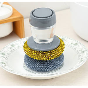 Brosse de nettoyage de vaisselle de distribution de savon de cuisine de brosse à vaisselle de nettoyage de <span class=keywords><strong>maison</strong></span> avec le récureur d'acier inoxydable de remplacement - Product Image 2