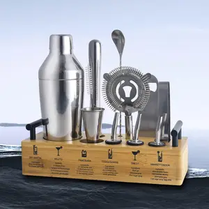 OUYADA Factory Kit personalizzato barman Mixology Barware fornitori Set di Shaker per Cocktail professionale in acciaio inossidabile con supporto
